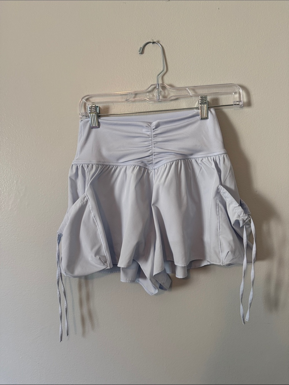 High-Rise Light blue Athletic Skort-Style Shorts with Side Pockets